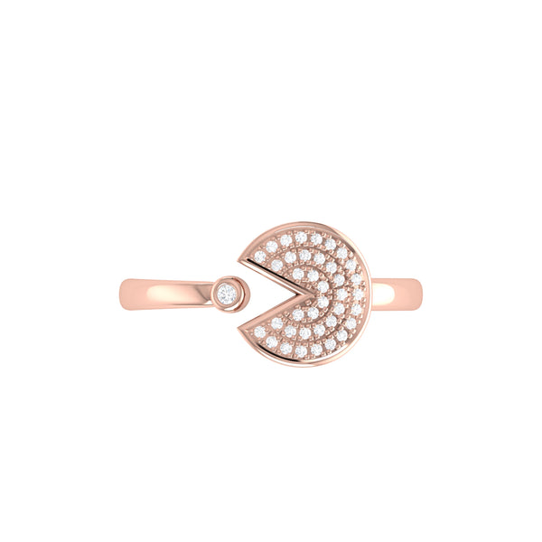 Pac-Man Candy Open Diamond Ring in 14K Rose Gold Vermeil on Sterling Silver