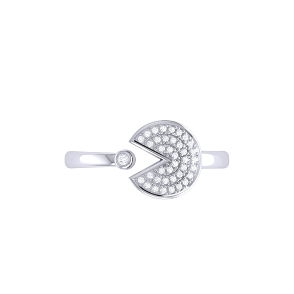 Pac-Man Candy Open Diamond Ring in Sterling Silver