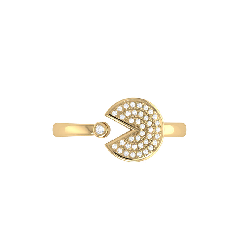 Pac-Man Candy Open Diamond Ring in 14K Yellow Gold Vermeil on Sterling Silver