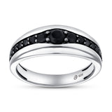 Ren 1CT Diagonal Black Spinel Ring 925 Silver