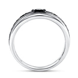 Ren 1CT Diagonal Black Spinel Ring 925 Silver