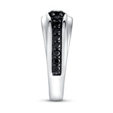 Ren 1CT Diagonal Black Spinel Ring 925 Silver