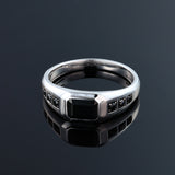 Sumi 1 CT Emerald Cut Black Spinel Ring 925 Silver