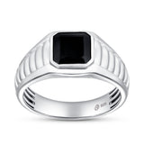 Kuro 2.55CT Bezel Black Spinel Ring 925 Silver