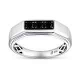 Raiden 0.3 CT Bar Black Spinel Ring 925 Silver