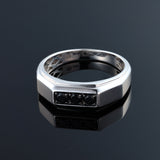 Raiden 0.3 CT Bar Black Spinel Ring 925 Silver