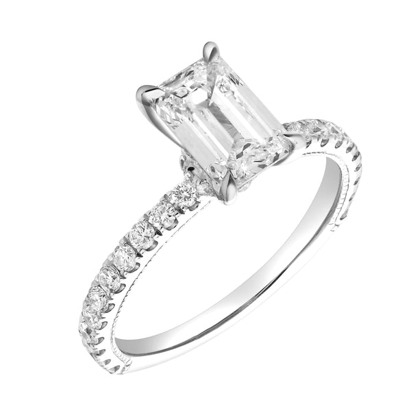 Kiara 14K White Gold Emerald Cut Lab Grown Diamond Engagement Ring - 2 ct