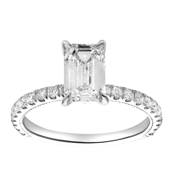 Kiara 14K White Gold Emerald Cut Lab Grown Diamond Engagement Ring - 2 ct