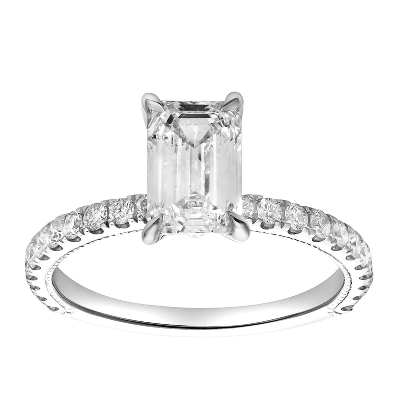 Kiara 14K White Gold Emerald Cut Lab Grown Diamond Engagement Ring - 2 ct
