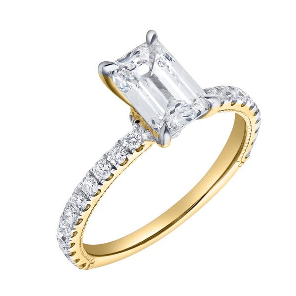 Kiara 14K Yellow Gold Emerald Cut Lab Grown Diamond Engagement Ring - 2 ct