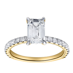 Kiara 14K Yellow Gold Emerald Cut Lab Grown Diamond Engagement Ring - 2 ct
