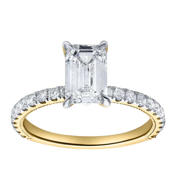 Kiara 14K Yellow Gold Emerald Cut Lab Grown Diamond Engagement Ring - 2 ct