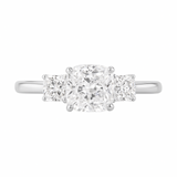 Kahini 14K White Gold Cushion Lab Grown Diamond Three Stone Engagement Ring - 2.15 Cts