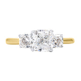 Kahini 14K Yellow Gold Cushion Lab Grown Diamond Three Stone Engagement Ring - 2.15 Cts