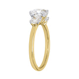 Kahini 14K Yellow Gold Cushion Lab Grown Diamond Three Stone Engagement Ring - 2.15 Cts