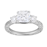 Zarelle 2.65 Ct Cushion Lab Grown Diamond Engagement Ring in 14K White Gold