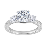 Zarelle 2.65 Ct Cushion Lab Grown Diamond Engagement Ring in 14K White Gold