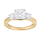 Zarelle 2.65 Ct Cushion Lab Grown Diamond Engagement Ring in 14K Yellow Gold
