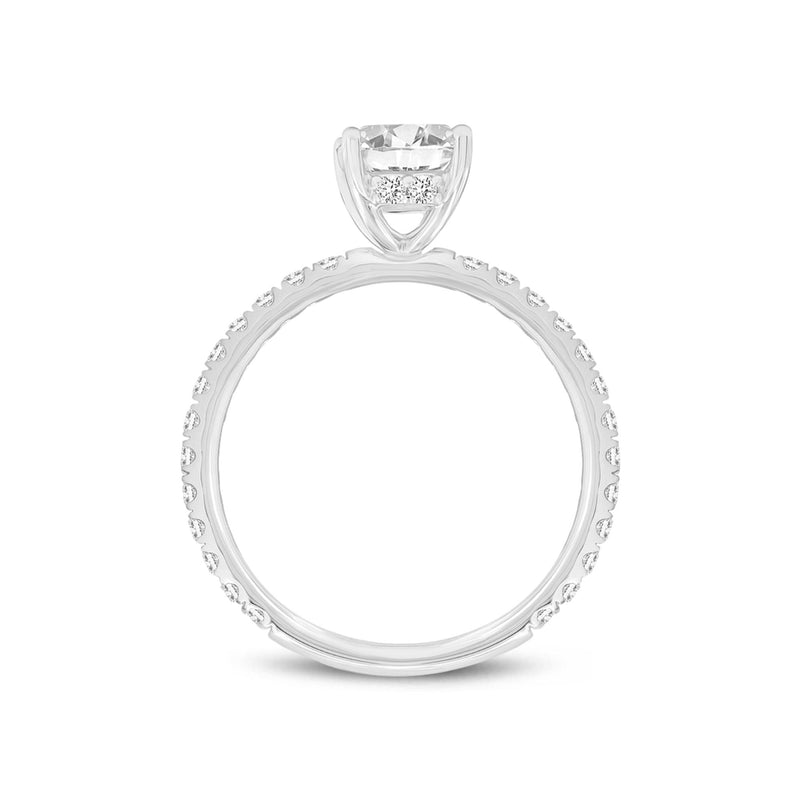 Certified Emerald Cut Lab Grown Diamond (2.56 ctw) Hidden Halo Ring in 14K White Gold