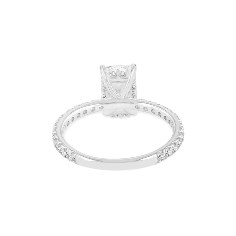 Certified Emerald Cut Lab Grown Diamond (2.56 ctw) Hidden Halo Ring in 14K White Gold