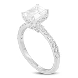Amara 14K White Gold Emerald Cut Hidden Halo Lab Grown Diamond Engagement Ring - 2.45 Ct