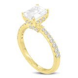 Amara 14K Yellow Gold Emerald Cut Hidden Halo Lab Grown Diamond Engagement Ring - 2.45 Ct