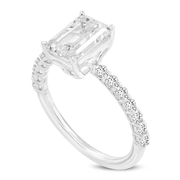 Certified Emerald Cut Lab Grown Diamond (2.52 ctw) Ring in 14K White Gold