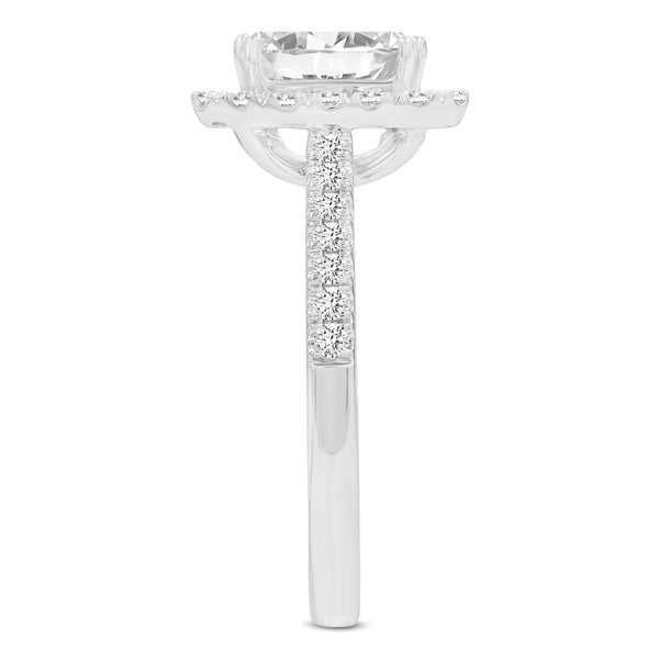 Certified Emerald Cut Lab Grown Diamond (1.95 ctw) Halo Ring in 14K White Gold