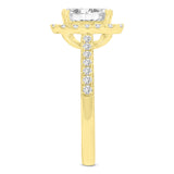 Valora 14K Yellow Gold Emerald Cut Lab Grown Diamond Halo Engagement Ring - 1.96 ctw