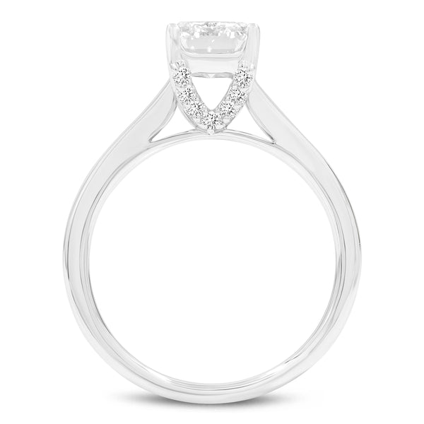 Certified Emerald Cut Lab Grown Diamond (2.23 ctw) Hidden Halo Ring in 14K White Gold