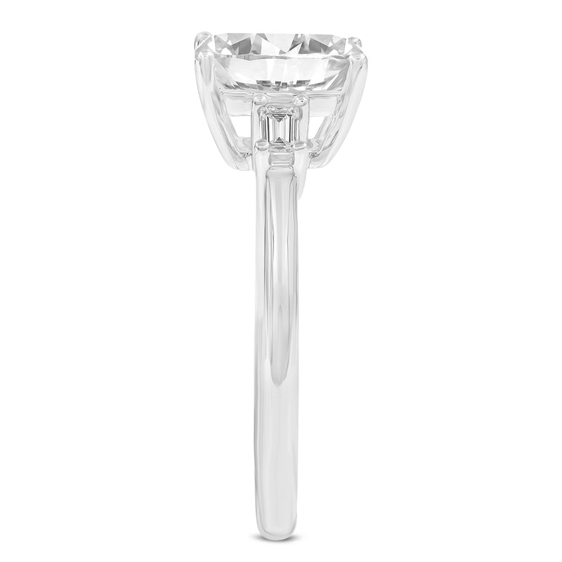Certified Emerald Cut With Tapered Baguettes Lab Grown Diamond (1.76 ctw) 3 Stone Ring, 14K White Gold