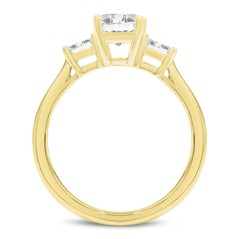 Ophelia 14K Yellow Gold Emerald Cut & Baguette Lab Grown Diamond Three Stone Engagement Ring - 1.7 ctw