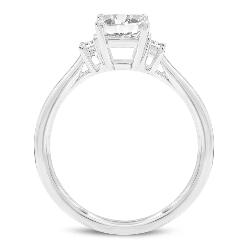 Certified Emerald Cut With Tapered Baguettes Lab Grown Diamond (1.75 ctw) 3 Stone Ring, 14K White Gold