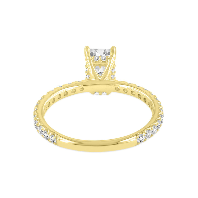 Meline 14K Yellow Gold Emerald Cut Lab Grown Diamond Hidden Halo Engagement Ring - 2.08 Ct