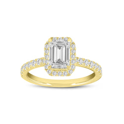 Arpine 14K Yellow Gold Emerald Cut Lab Grown Diamond Halo Engagement Ring - 2.08 Ct