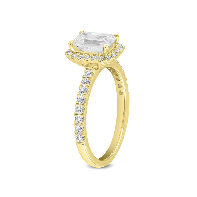 Arpine 14K Yellow Gold Emerald Cut Lab Grown Diamond Halo Engagement Ring - 2.08 Ct