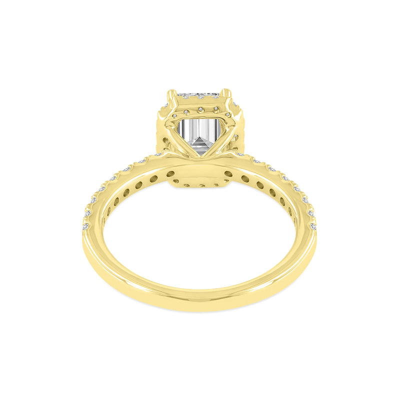 Arpine 14K Yellow Gold Emerald Cut Lab Grown Diamond Halo Engagement Ring - 2.08 Ct