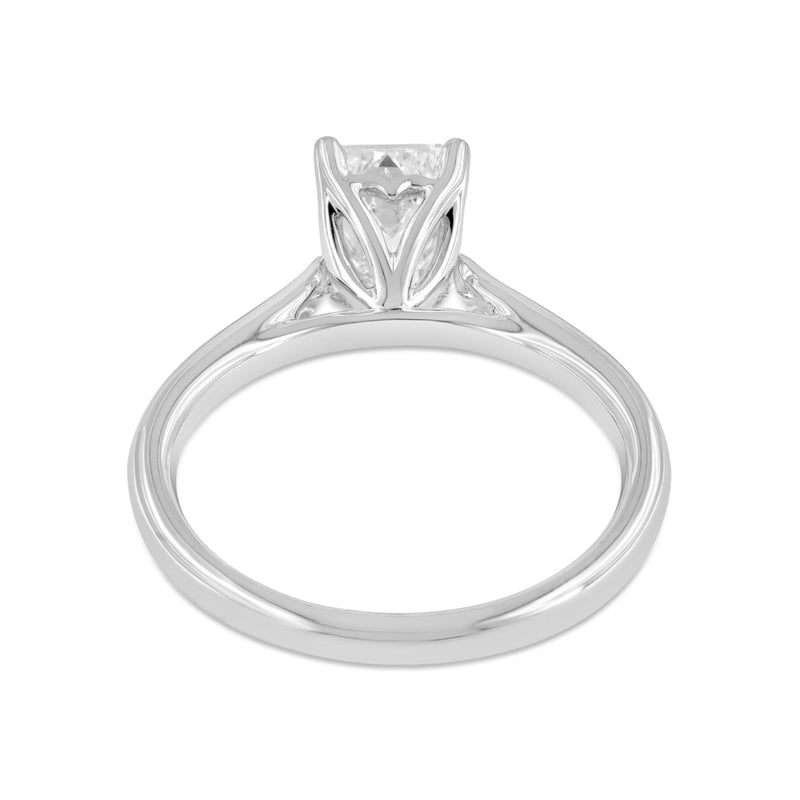 Certified Lab Grown Emerald Cut Diamond Cathedral Solitaire Ring (1.52 ctw) in 14K Gold