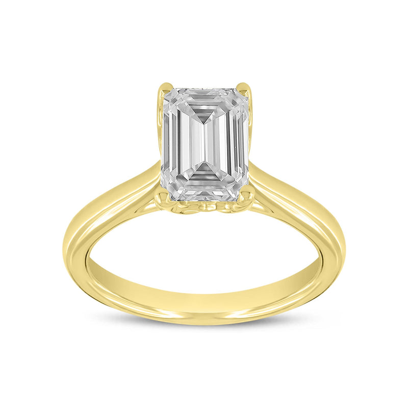 Rahina 14K Yellow Gold Emerald Lab Grown Diamond Solitaire Engagement Ring - 1.5 Ct