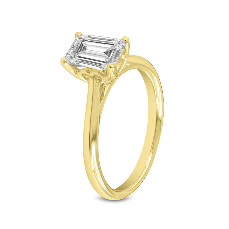 Rahina 14K Yellow Gold Emerald Lab Grown Diamond Solitaire Engagement Ring - 1.5 Ct