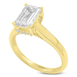 Narine 14K Yellow Gold Emerald Cut Lab Grown Diamond Hidden Halo Engagement Ring - 2.20 Ct