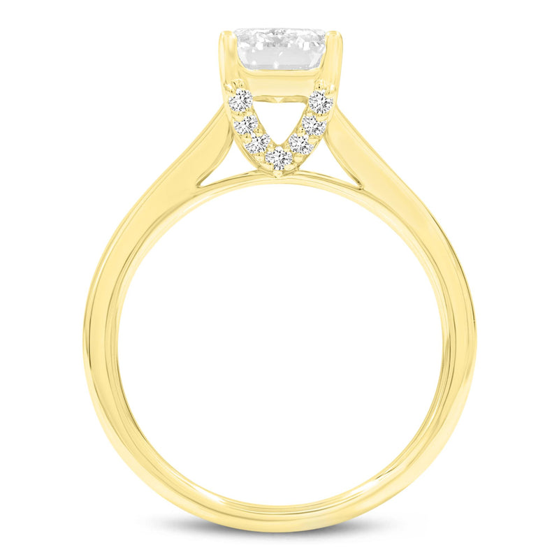 Narine 14K Yellow Gold Emerald Cut Lab Grown Diamond Hidden Halo Engagement Ring - 2.20 Ct