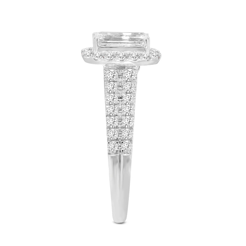 Lilit 14K White Gold Emerald Cut Lab Grown Diamond Halo Engagement Ring - 2.23 Ct