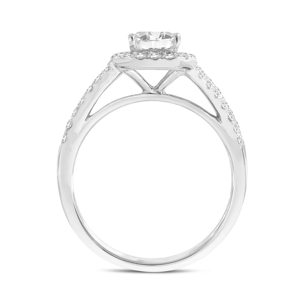 Mariam 14K White Gold Emerald Cut Lab Grown Diamond Halo Engagement Ring - 2.1 Ct