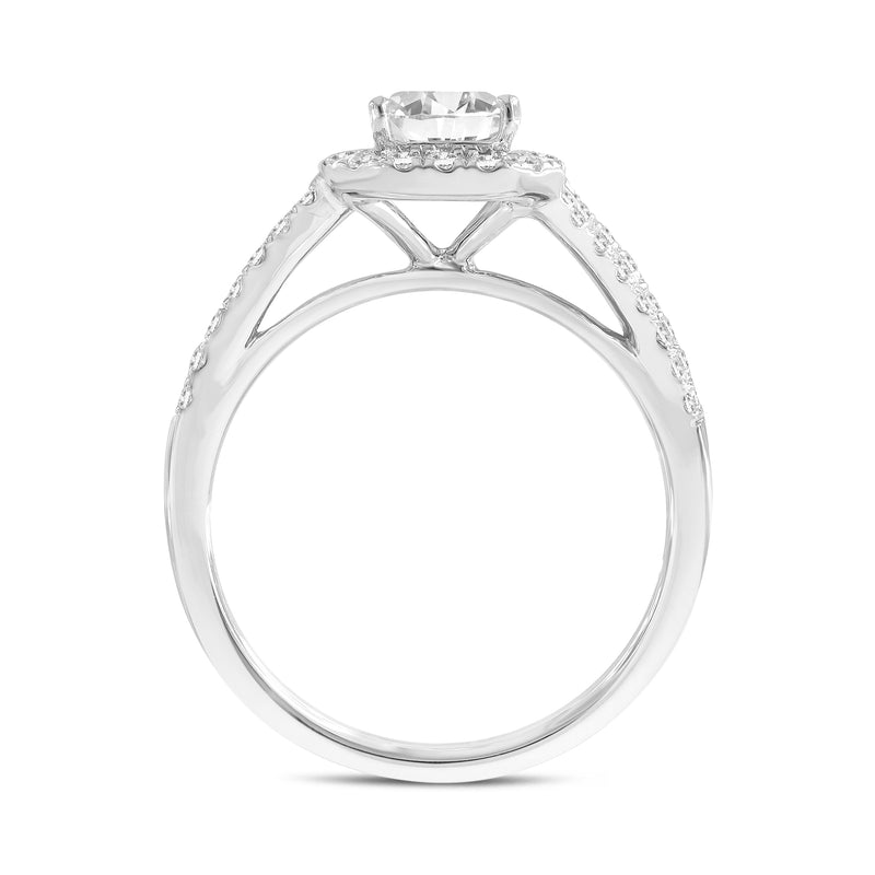 Mariam 14K White Gold Emerald Cut Lab Grown Diamond Halo Engagement Ring - 2.1 Ct