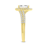 Mariam 14K Yellow Gold Emerald Cut Lab Grown Diamond Halo Engagement Ring - 2.1 Ct