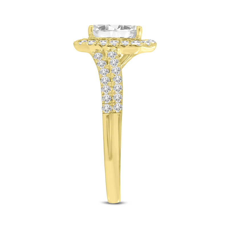 Mariam 14K Yellow Gold Emerald Cut Lab Grown Diamond Halo Engagement Ring - 2.12 Ct