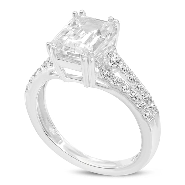 Alia 14K White Gold Emerald Cut Lab Grown Diamond Engagement Ring - 3.2 Ct