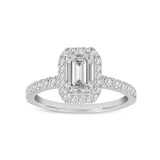 Ivey 14K White Gold Emerald Cut Lab Grown Diamond Halo Engagement Ring - 1.75 ctw
