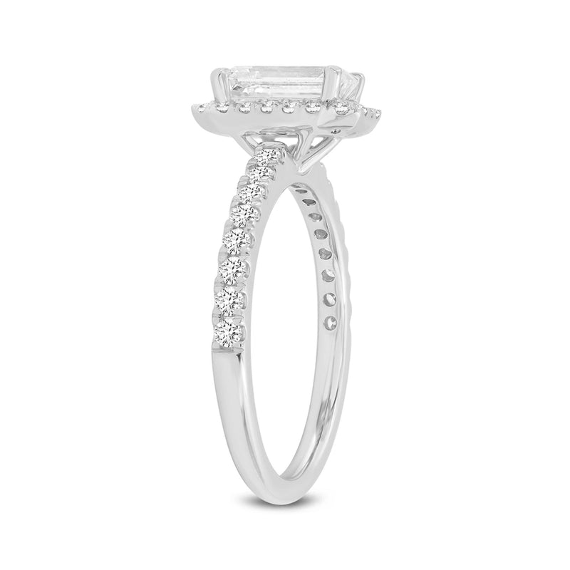 Certified Lab Grown Emerald Cut Halo Diamond Ring (1.70 ctw) in 14K Gold